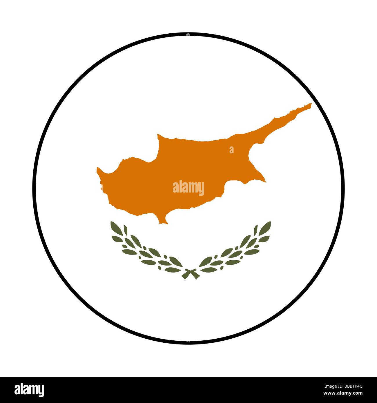 Bandiera di Cipro. Bordo nero. Icona del logo della bandiera del cerchio di Cipro disegno dell'illustrazione vettoriale del computer. Illustrazione Vettoriale