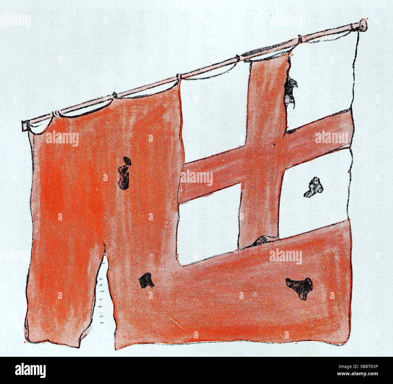 Medway RAID: Medway RAID del 1667 durante la seconda guerra anglo-olandese. La Red Ensign, che si dice sia quella di una delle guardie (sconosciute) distrutte dagli olandesi in difesa della catena attraverso il Medway. Da una fotografia stampata pubblicata per la prima volta nel libro: Londons of the British Fleet, di John Lane, The Bodley Head nel 1908, e scritta da Edward Fraser. Foto Stock