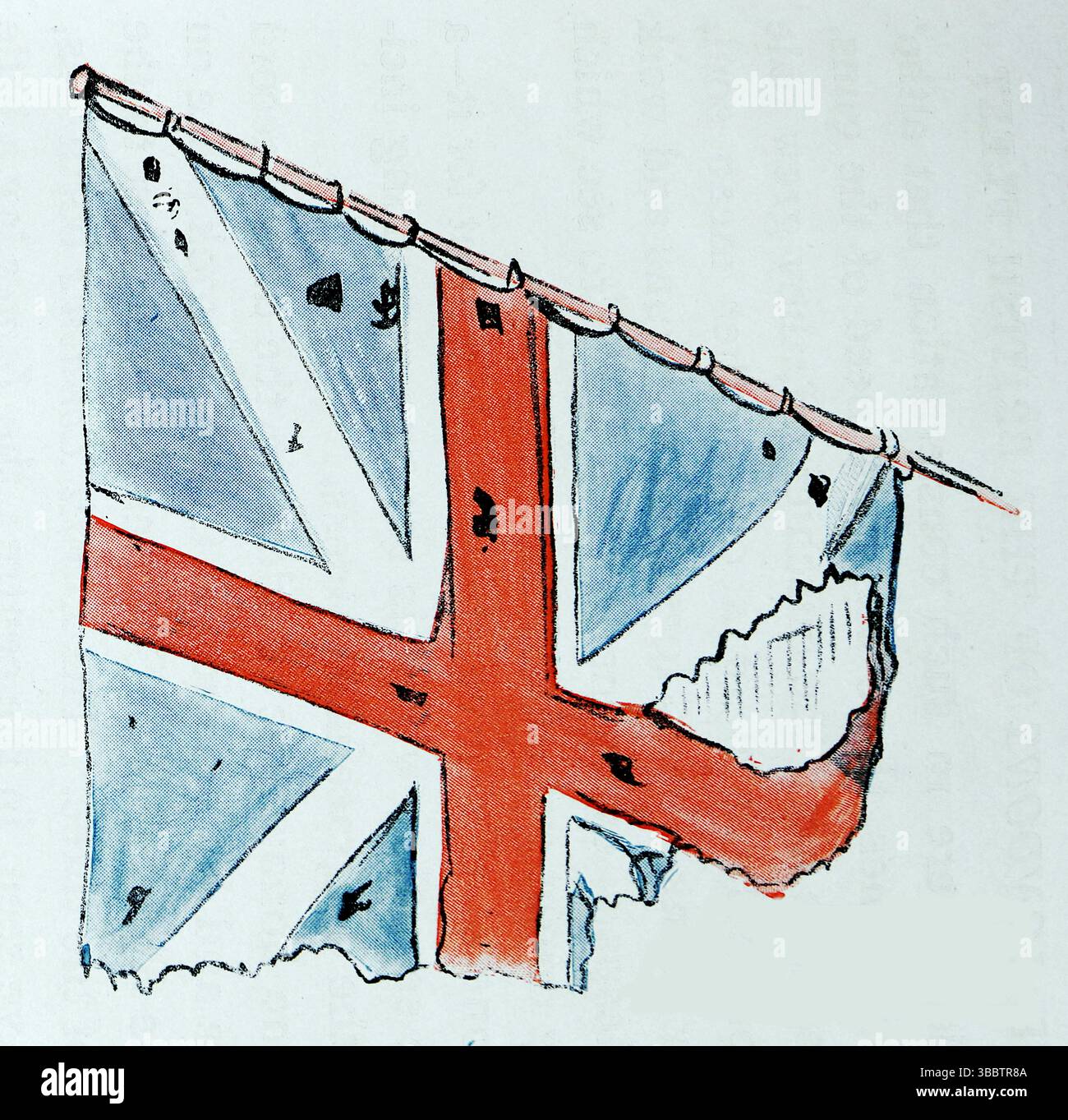 Il raid di Medway del 1667 durante la seconda guerra anglo-olandese. Il Jack, che si dice sia quello della Royal Oak bruciata dagli olandesi nel Medway. Da una fotografia stampata pubblicata per la prima volta nel libro: Londons of the British Fleet, di John Lane, The Bodley Head nel 1908, e scritta da Edward Fraser. Foto Stock