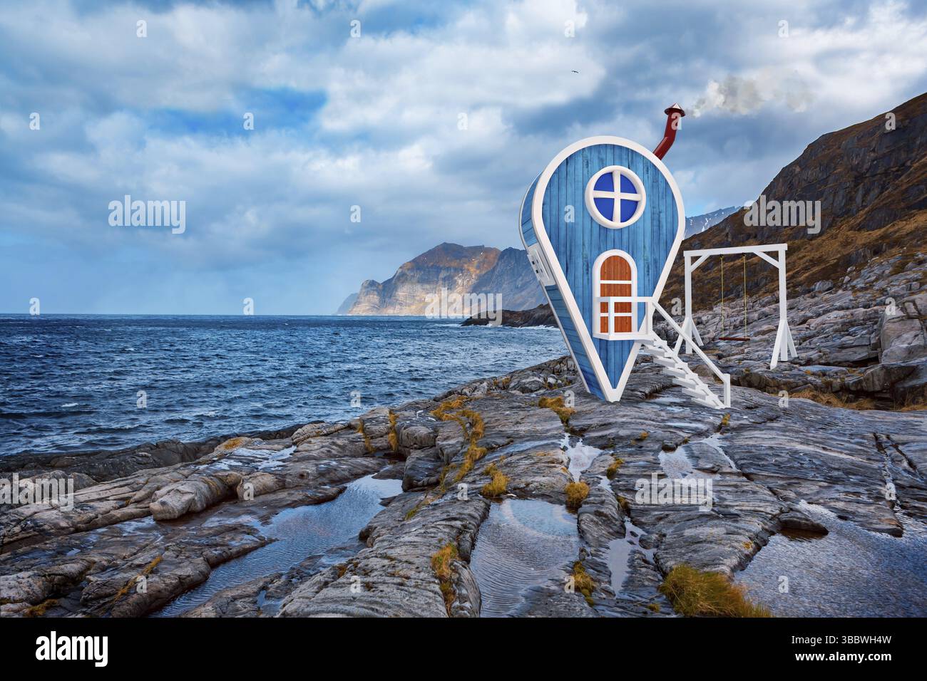 Immagine simbolica per un punto di navigazione nel paesaggio marittimo Foto Stock
