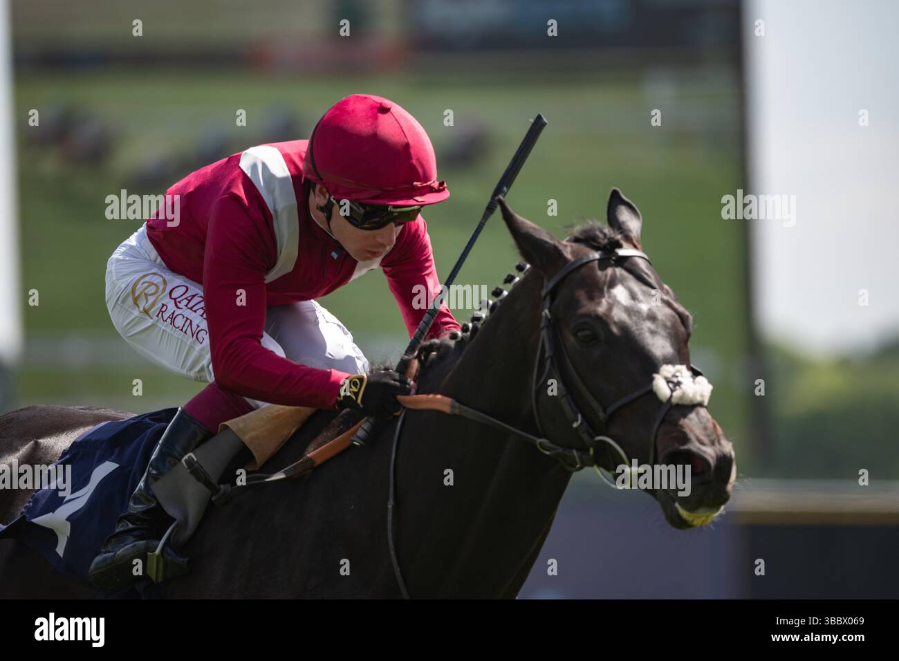 Newbury, Berkshire, sabato 17 maggio 2025; Eydon e il fantino Oisin Murphy vincono la Sky Sports Racing Aston Park Stakes (gruppo 3) per l'allenatore Andrew Balding e il proprietario Prince A Faisal. Crediti JTW equine Images / Alamy Live News. Foto Stock