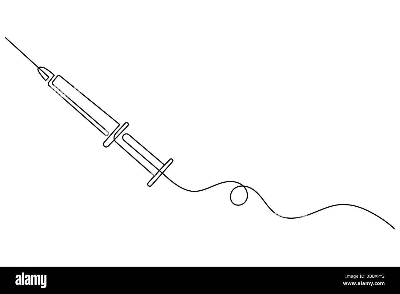 Vaccino e siringa disegno grafico continuo a una linea e icona vaccino semplice illustrazione vettoriale Illustrazione Vettoriale