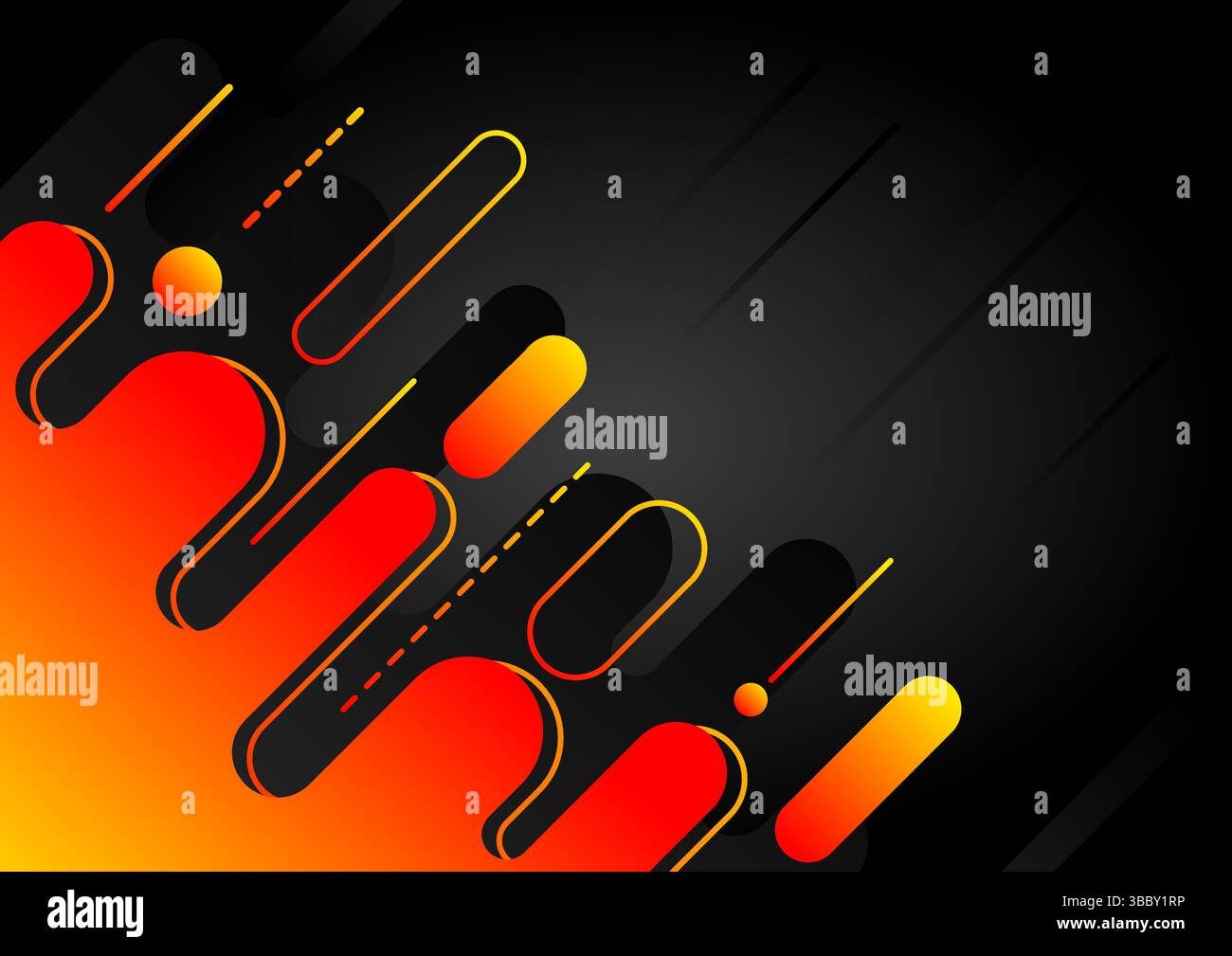 gradiente giallo arancione astratto su sfondo scuro con forma geometrica e linea Illustrazione Vettoriale