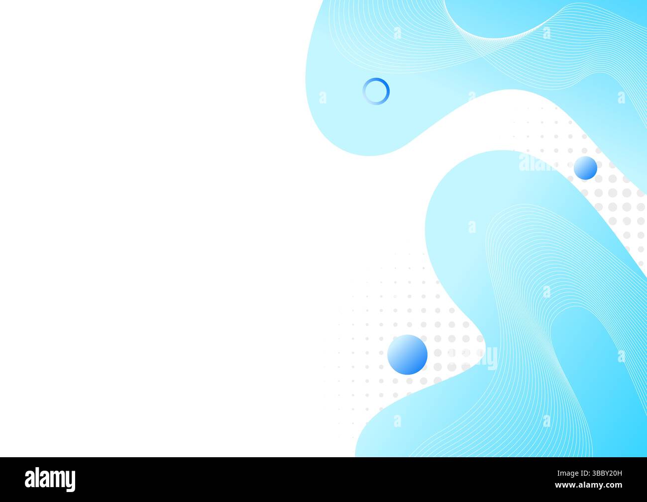 Sfondo blu a gradiente di forma liquida astratta con cerchi punti e linea fluida. Illustrazione Vettoriale