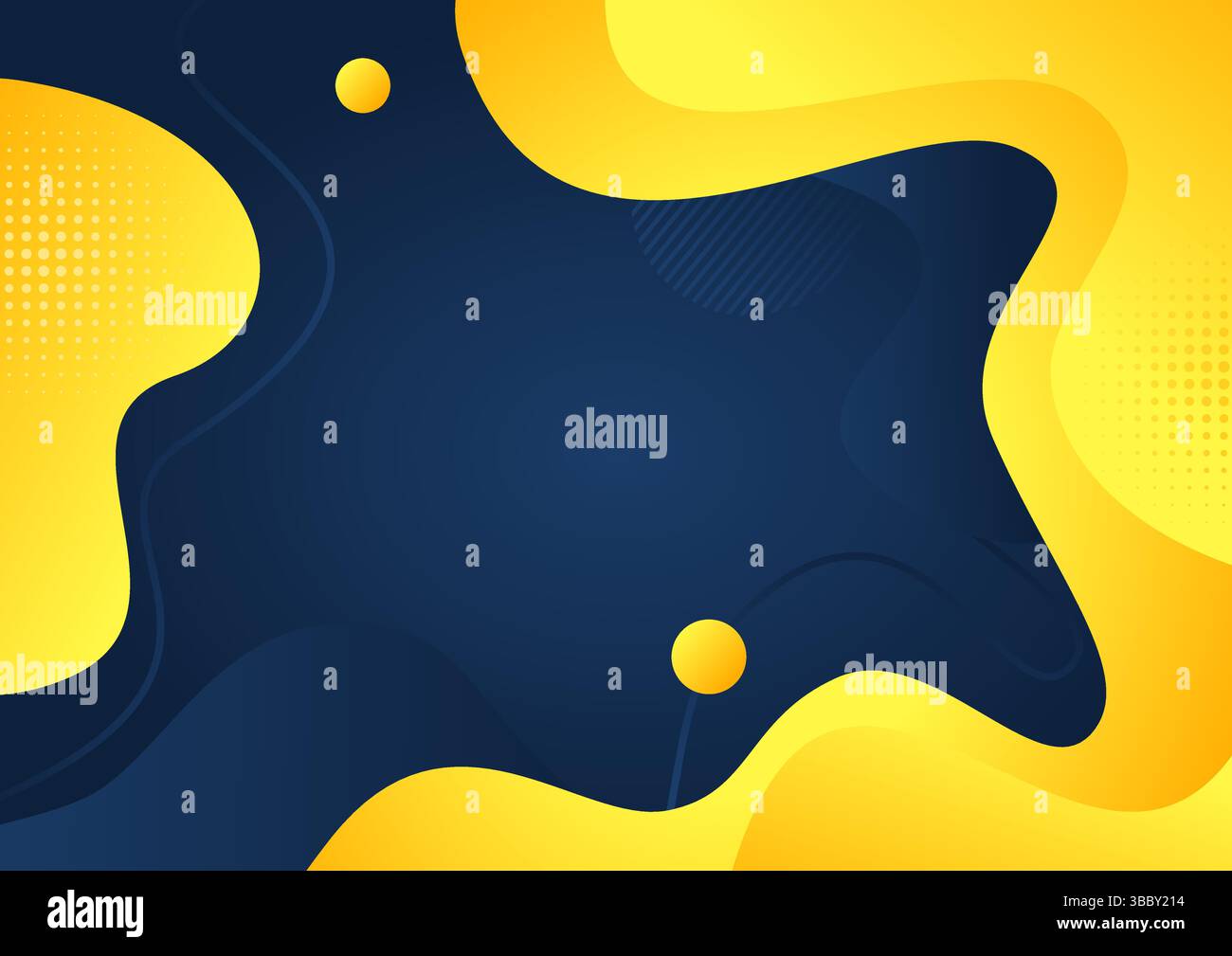 Sfondo a gradiente blu e giallo astratto di forma fluida con spazio geometrico e di copia. Illustrazione Vettoriale