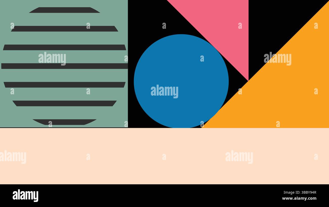 Forme geometriche astratte con cerchio striato Illustrazione Vettoriale