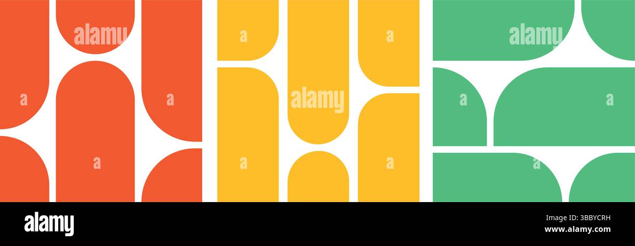 Set di layout vettoriale griglia Bento con collage colorato con blocco geometrico arrotondato astratto, griglia bento vibrante o collage con più colori, motivo bento Illustrazione Vettoriale