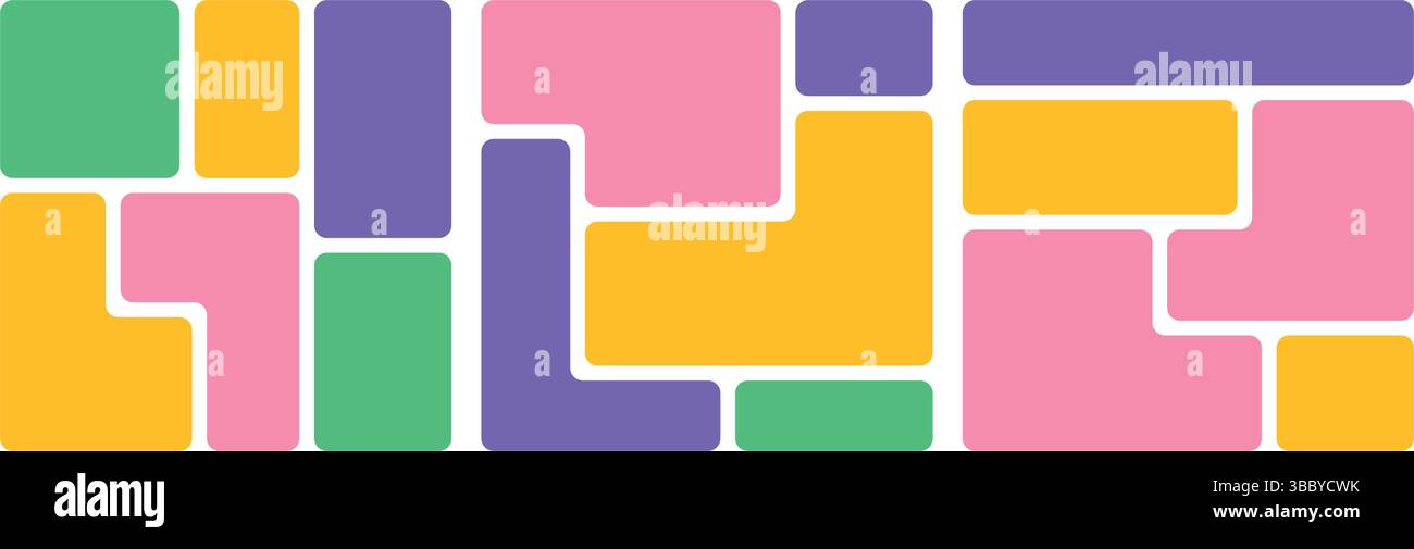 Set di layout vettoriale griglia Bento con collage colorato con blocco geometrico arrotondato astratto, griglia bento vibrante o collage con più colori, motivo bento Illustrazione Vettoriale