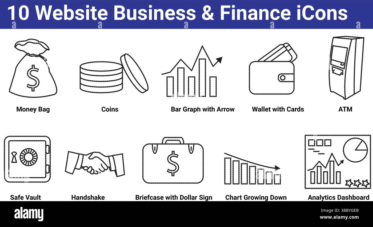 10 icone Business e Finanza del sito Web Illustrazione Vettoriale