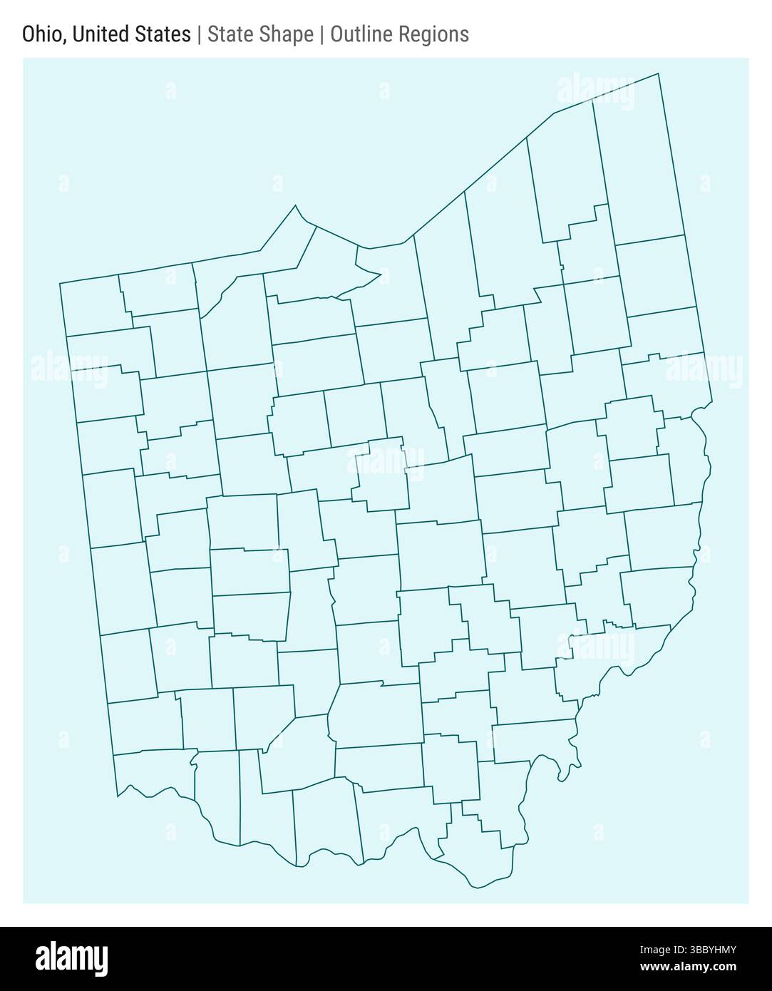 Ohio, Stati Uniti. Semplice mappa vettoriale. Stato forma. Stile delle aree di contorno. Confine dell'Ohio. Illustrazione vettoriale. Illustrazione Vettoriale