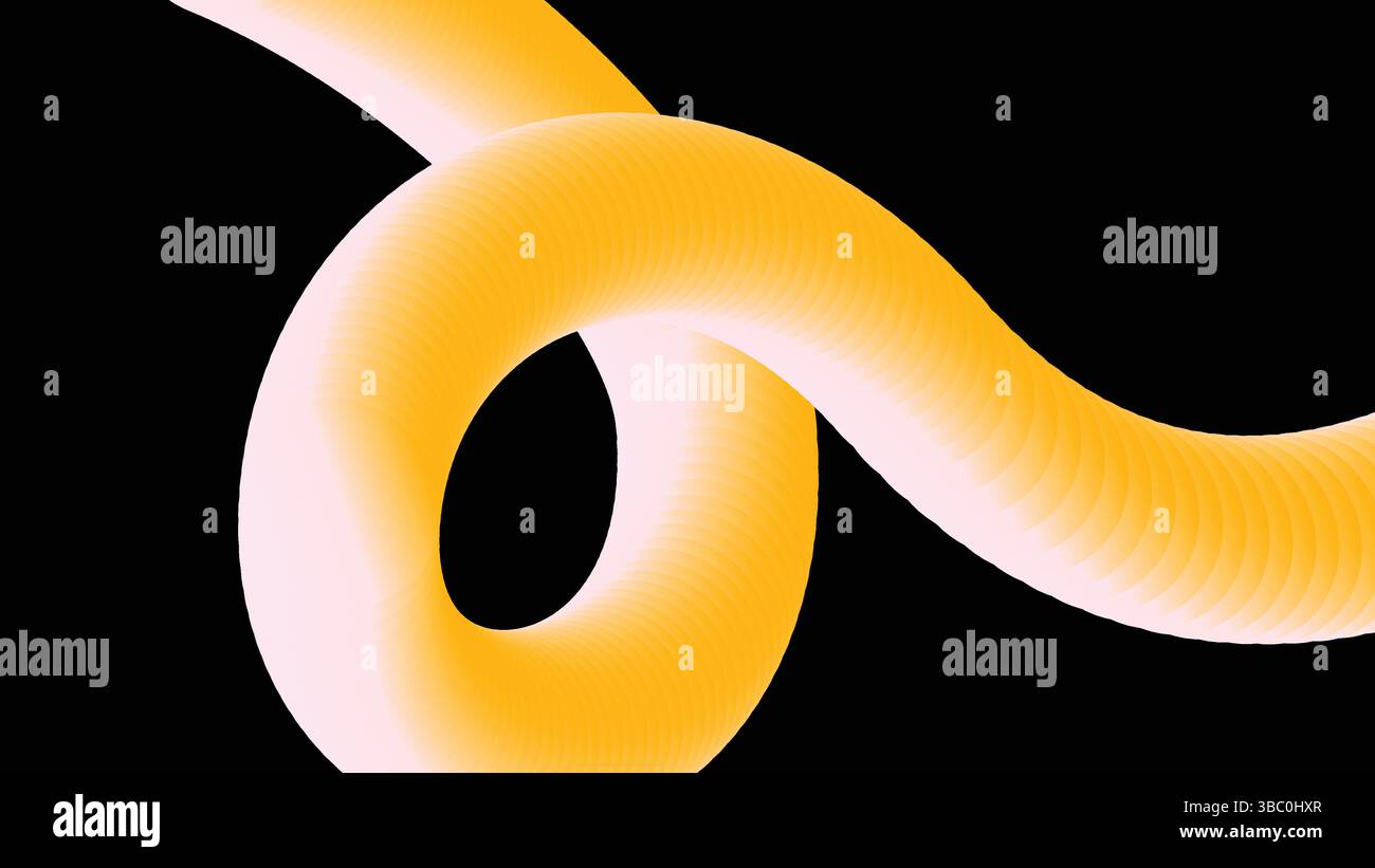 Linea 3D gialla ritorto su sfondo nero Illustrazione Vettoriale