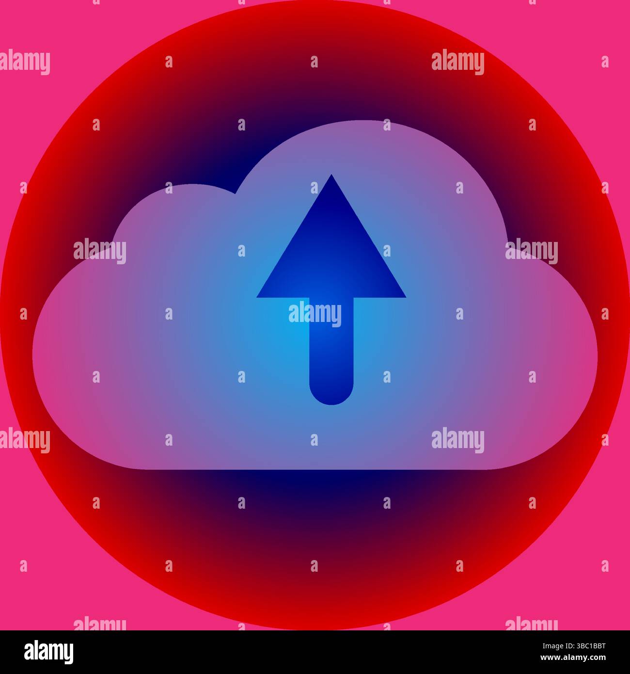 Sfondo dell'icona di caricamento cloud luminoso | grafica di sfondo tecnico Illustrazione Vettoriale