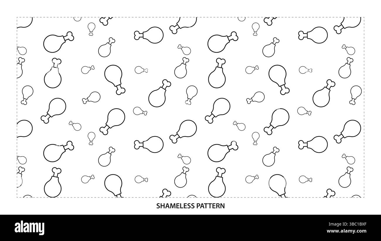 Profilo semplice della gamba di pollo bianco e nero per design alimentari Illustrazione Vettoriale