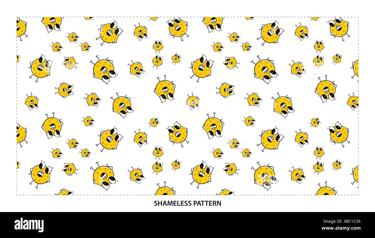 Simpatico motivo Monster giallo con il tocco di curiosità su Google per un design divertente Illustrazione Vettoriale