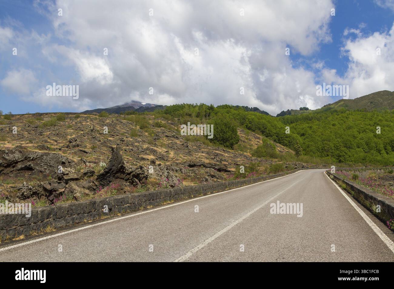 Strada per l'Etna, la Sicilia, l'Italia, l'Europa Foto Stock