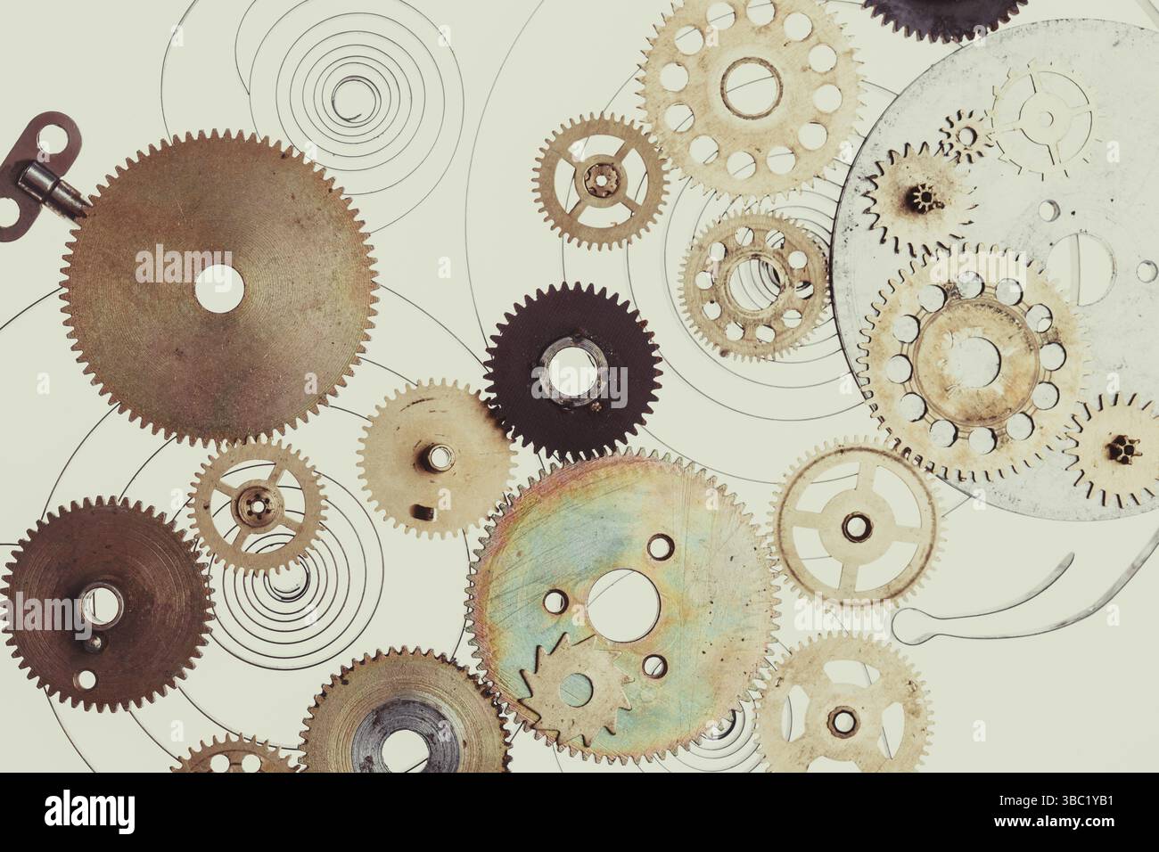 Orologi meccanici dettagli, ingranaggi come un dispositivo di fantasia Foto Stock