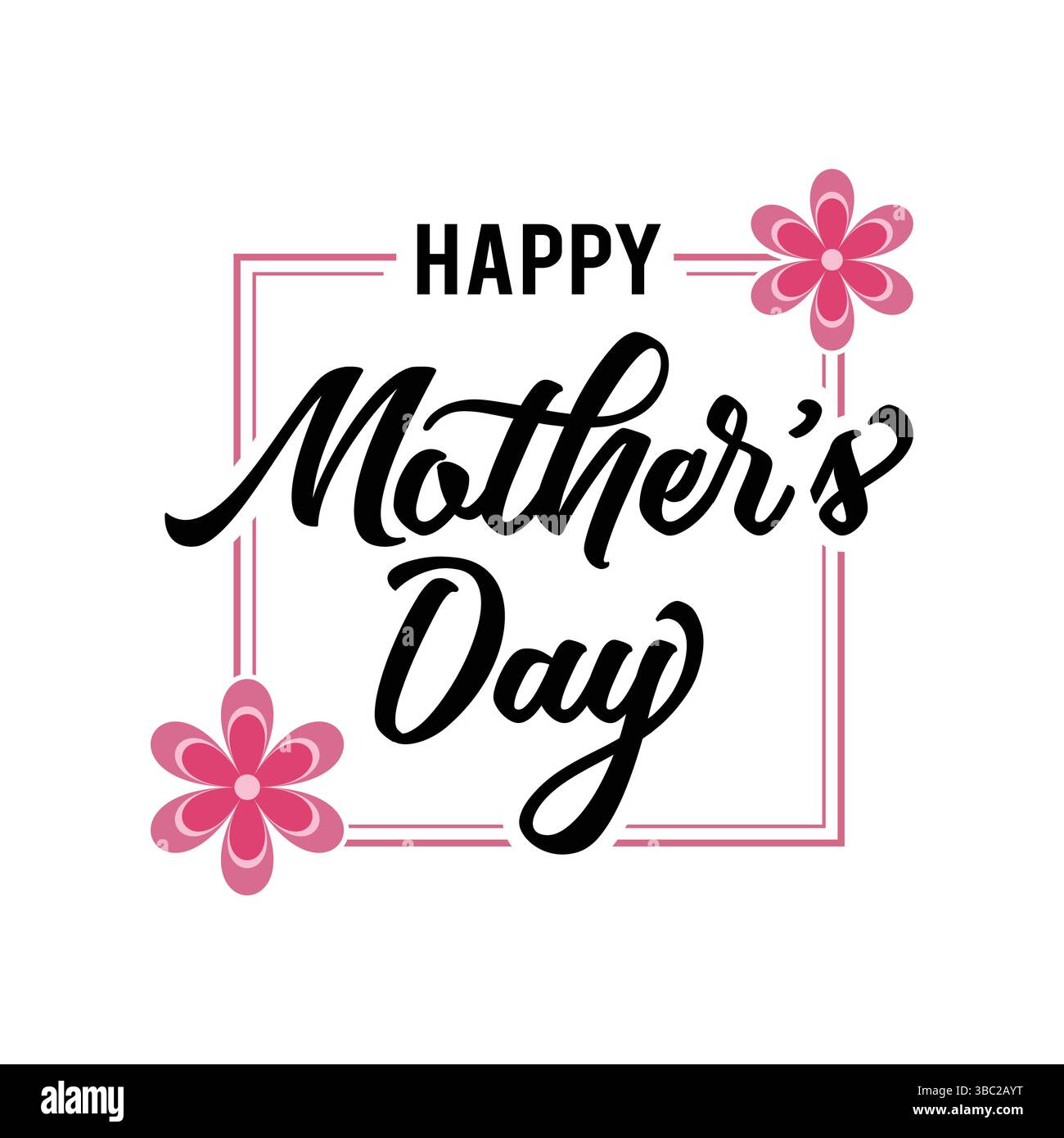 Buona festa della mamma, poster floreale con fiori rosa ed elegante calligrafia, biglietto d'auguri vettoriale per i migliori striscioni di vendita stagionali e mamma Illustrazione Vettoriale