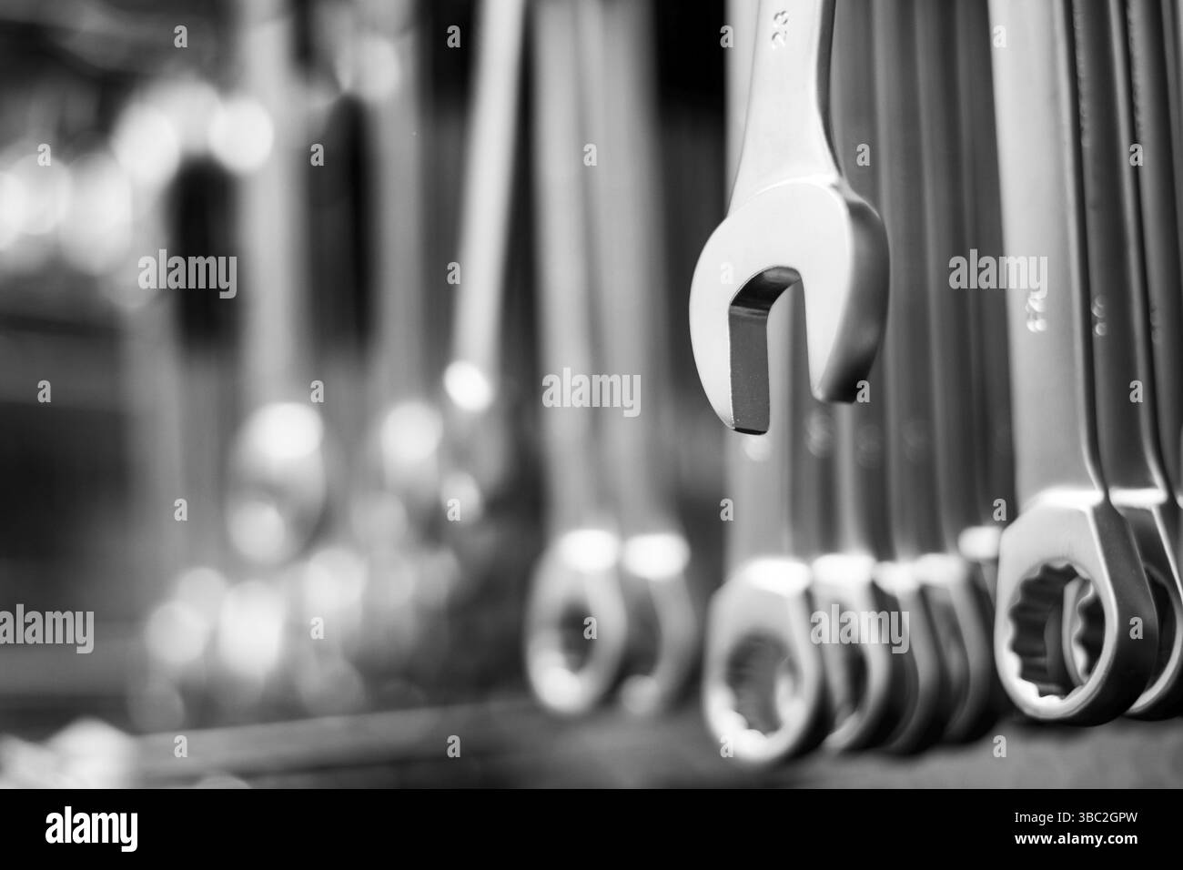 Chiave a sospensione con molte chiavi sullo sfondo Foto Stock