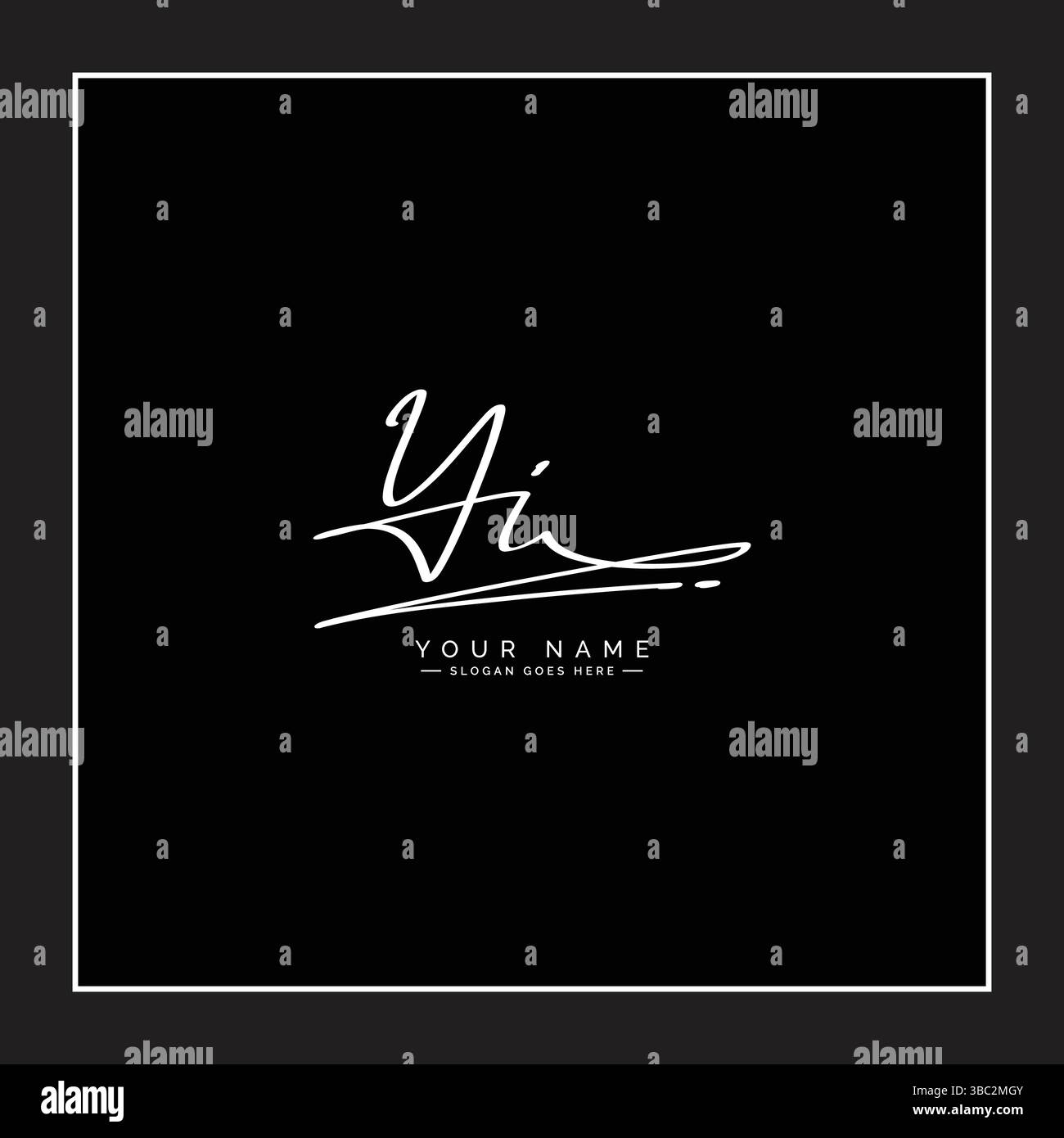 Logo YI Signature - modello di logo vettoriale scritto a mano per alfabeto YI Illustrazione Vettoriale