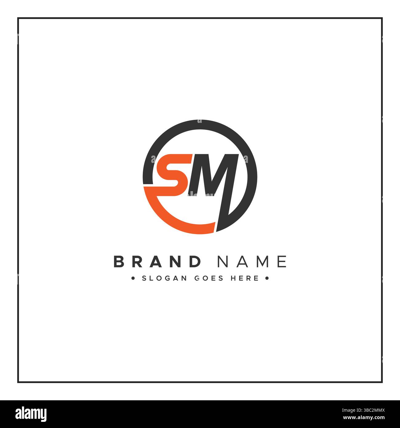 Modello logo vettore SM - icona semplice per lettera iniziale S e monogramma M. Illustrazione Vettoriale