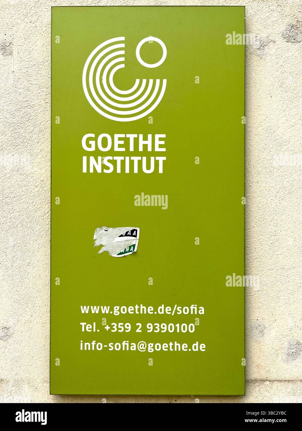 Goethe Institut firma sull’esterno dell’edificio dell’istituto culturale a Sofia, Bulgaria, Europa orientale, Balcani, UE Foto Stock