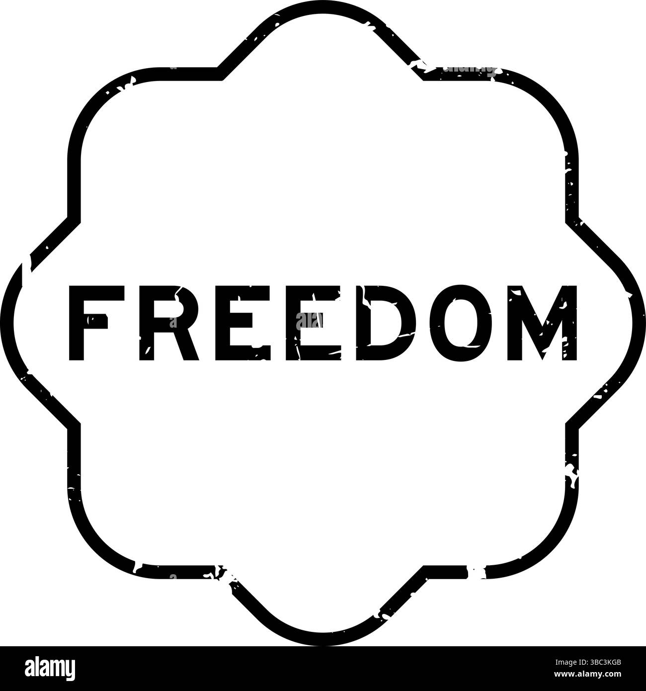 Timbro con guarnizione in gomma per parola "libertà" nero grunge su sfondo bianco Illustrazione Vettoriale