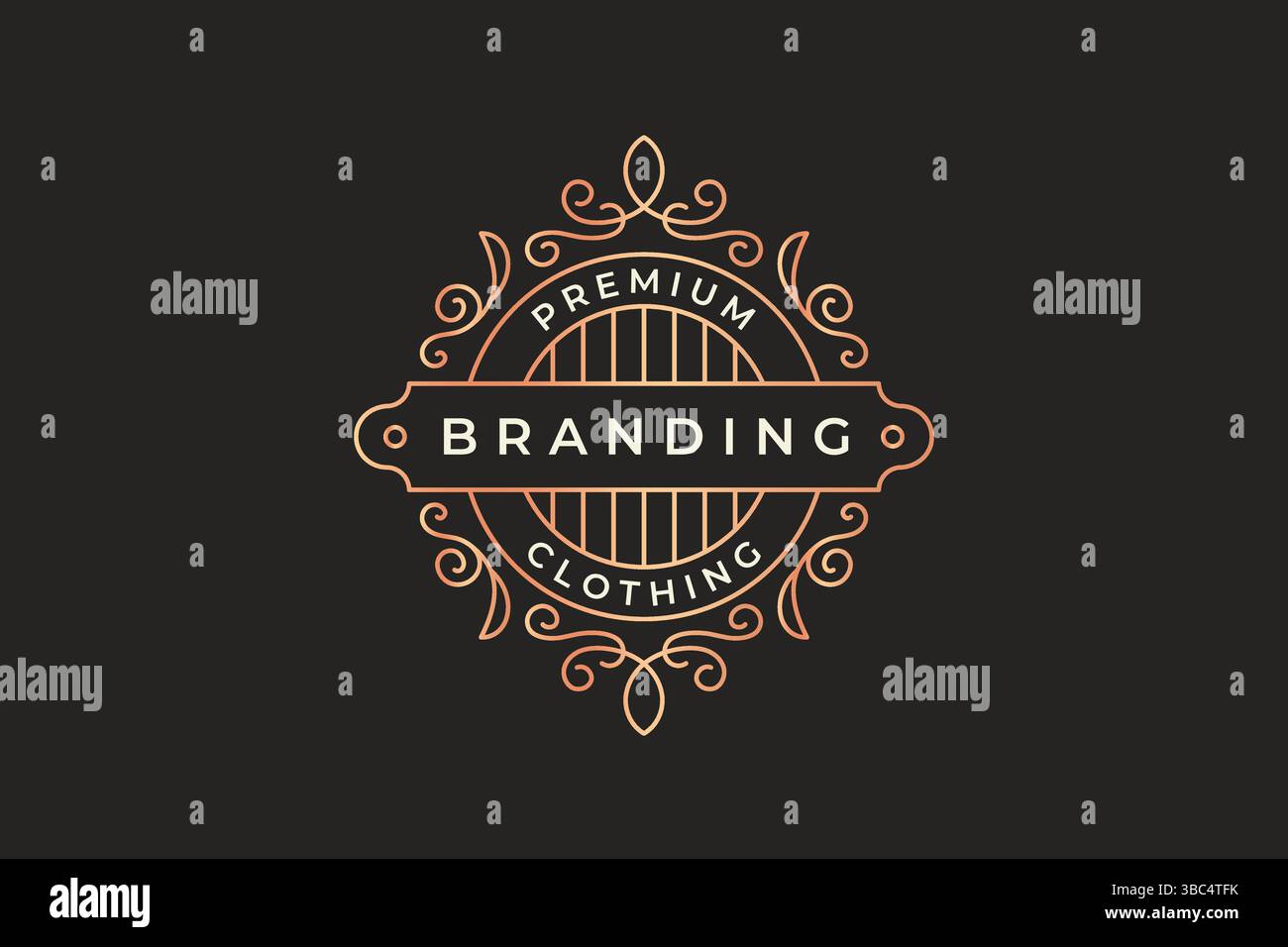Logo vintage vintage vintage con motivo a forma di geometrica e motivo geometrico di lusso vittoriano Illustrazione Vettoriale