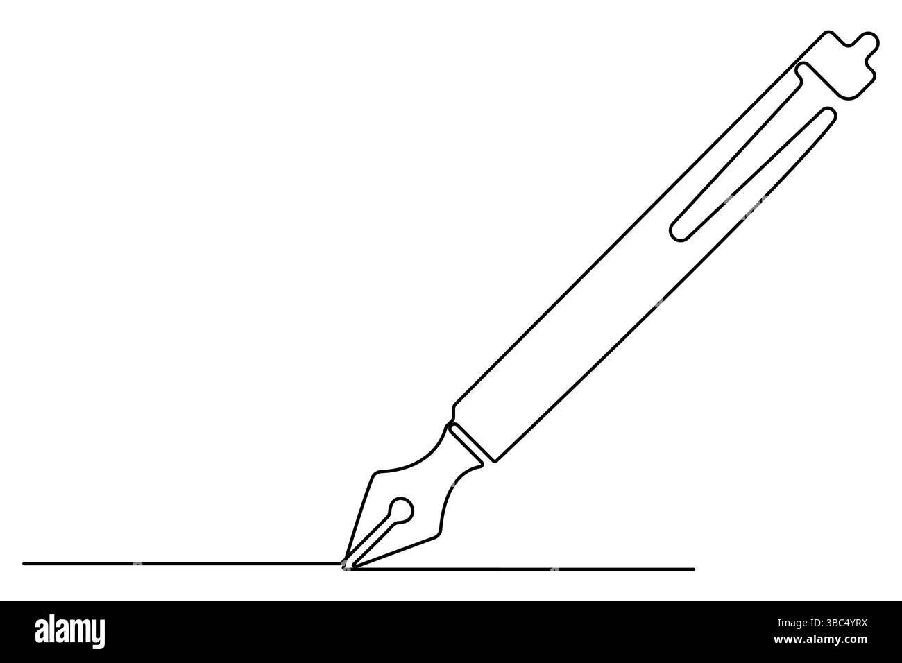 Simbolo di scrittura a penna continuo su una linea disegnando l'illustrazione vettoriale su sfondo bianco Illustrazione Vettoriale