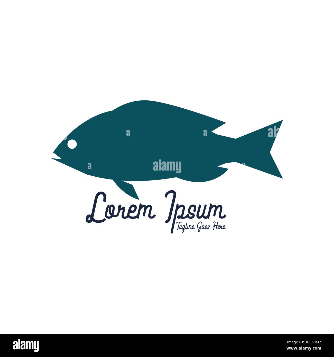 Illustrazione grafica minimalista della silhouette del pesce per prodotti ittici Illustrazione Vettoriale