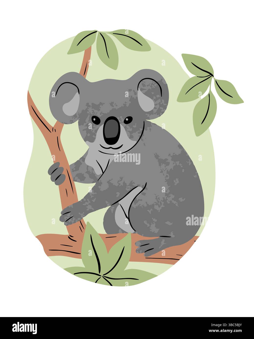 Koala australiano sull'albero. Animale selvatico marsupiale. Fauna e fauna selvatiche. Zoologia e zoo. Illustrazione isolata vettoriale Illustrazione Vettoriale