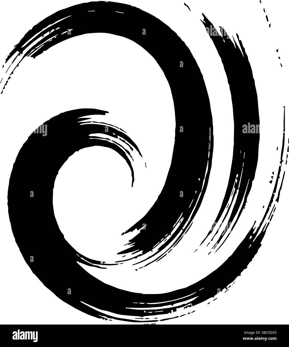 Design minimalista Brushstroke Abstract Black and White Swirl Illustrazione Vettoriale