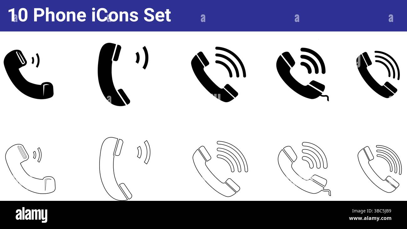 Set di 10 icone del telefono: Grafica vettoriale semplice Illustrazione Vettoriale