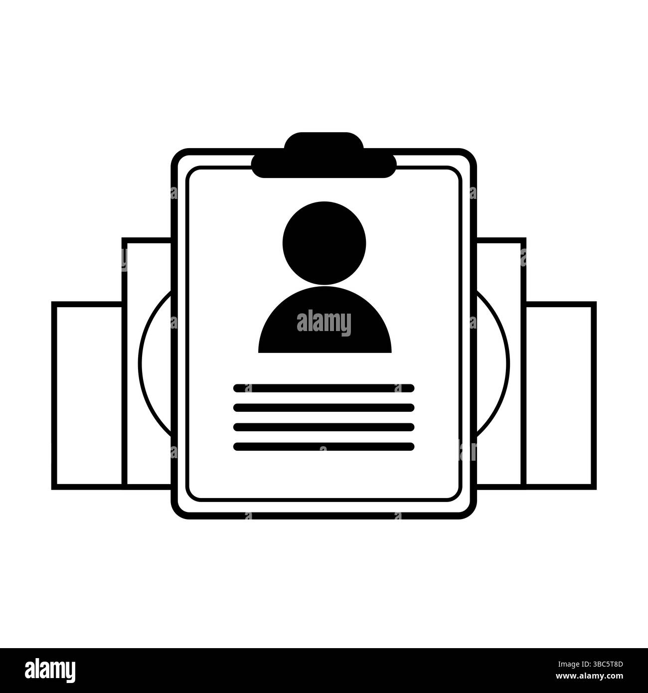 Reclutamento, ricerca dipendenti. Curriculum del candidato su sfondo bianco, illustrazione Foto Stock