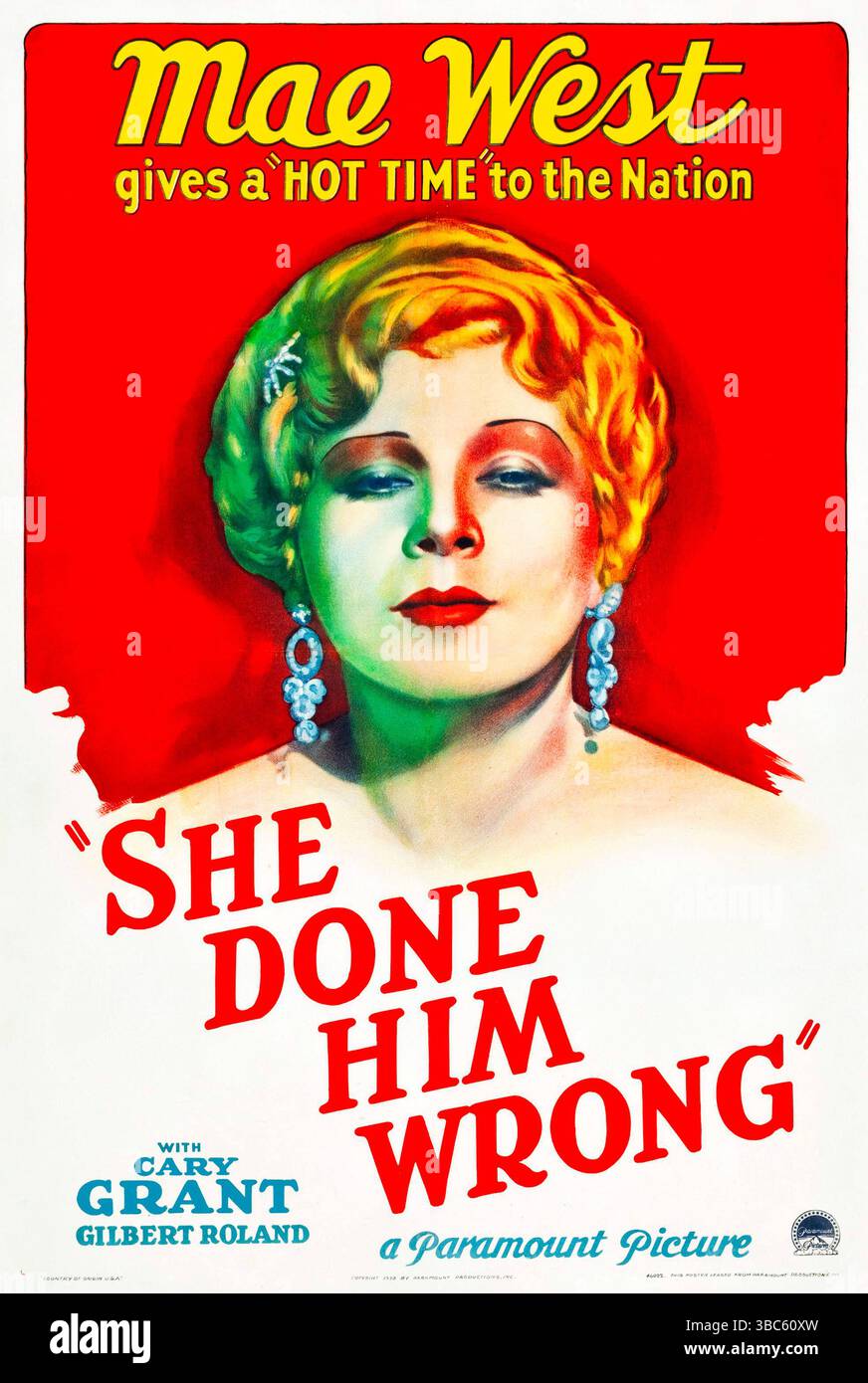 Poster del 1933 per il film She Done Him Wrong, film commedia/crimine americano pre-Code con Mae West e Cary Grant, diretto da Lowell Sherman Foto Stock