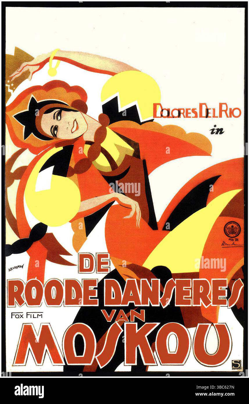 Poster olandese del 1928 per il film muto "la danza rossa", con Dolores del Río. Il film è ambientato durante la rivoluzione russa, diretto da Raoul Walsh. Opere di Dolly Rudeman Foto Stock