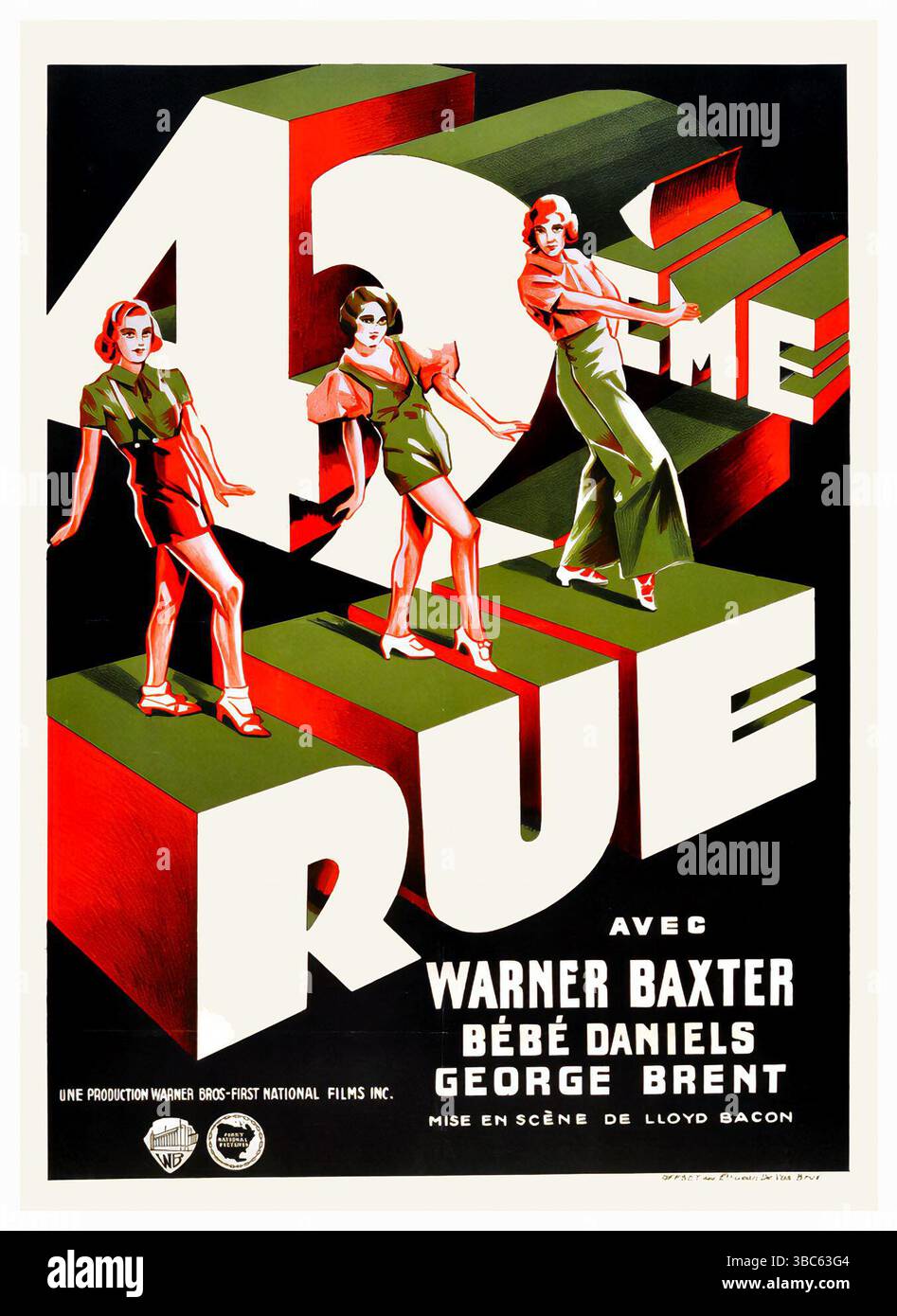 Poster francese per il film del 1933 42nd Street American pre-Code, diretto da Lloyd Bacon (42ème Rue,) Foto Stock