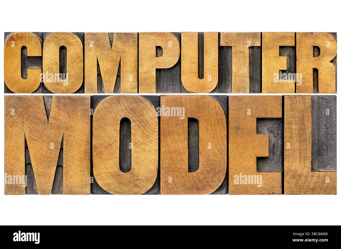 Tipografia dei modelli informatici - scienza o concetto di ricerca - parola isolata astratta in tipo legno tipografico Foto Stock