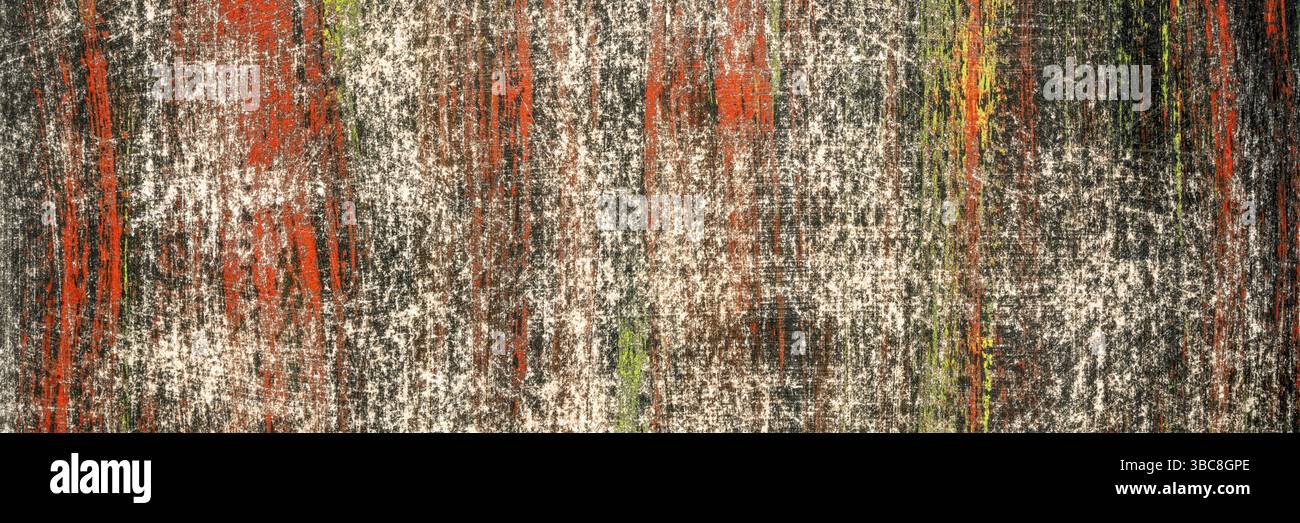 Acquerello multicolore dipinto a mano, struttura astratta con graffi, realizzato in casa, striscione panoramico Foto Stock