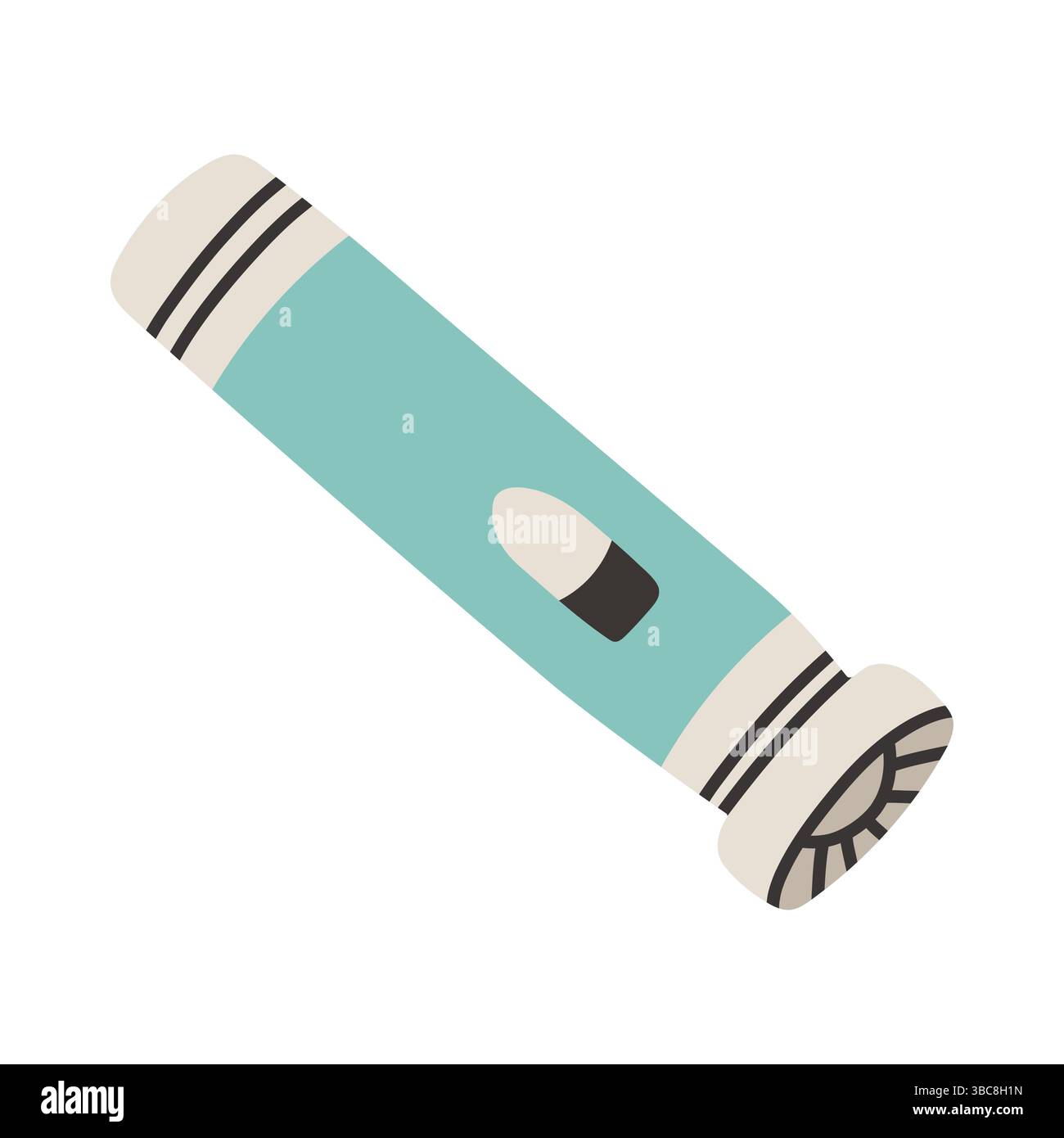 Semplice torcia blu in stile piatto. Illustrazione del vettore della lampada elettrica su sfondo isolato. La lanterna tascabile firma il concetto di business. Illustrazione Vettoriale