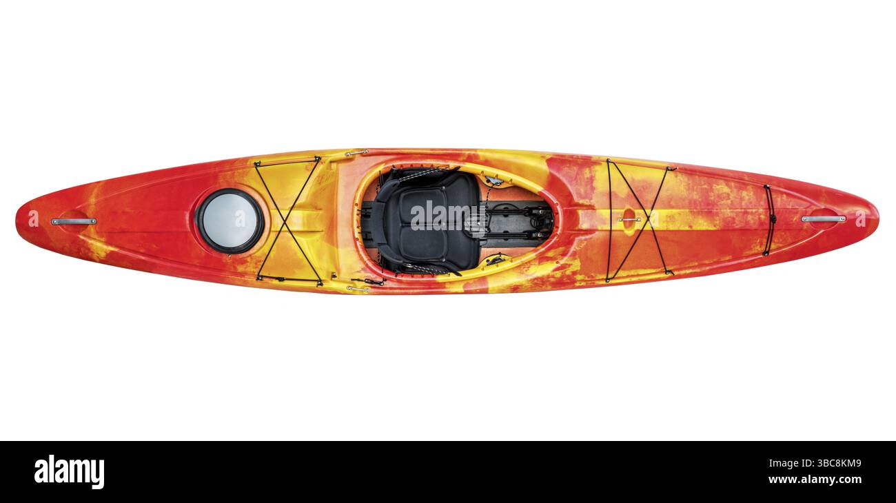 Vista dall'alto del kayak crossover (canoa da acqua bianca e da fiume) isolato con un sentiero di ritaglio Foto Stock