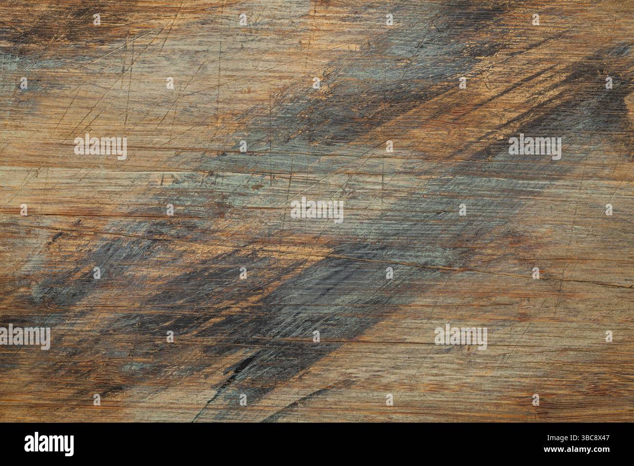 Sfondo in legno verniciato e graffiato - vecchio tagliere Foto Stock