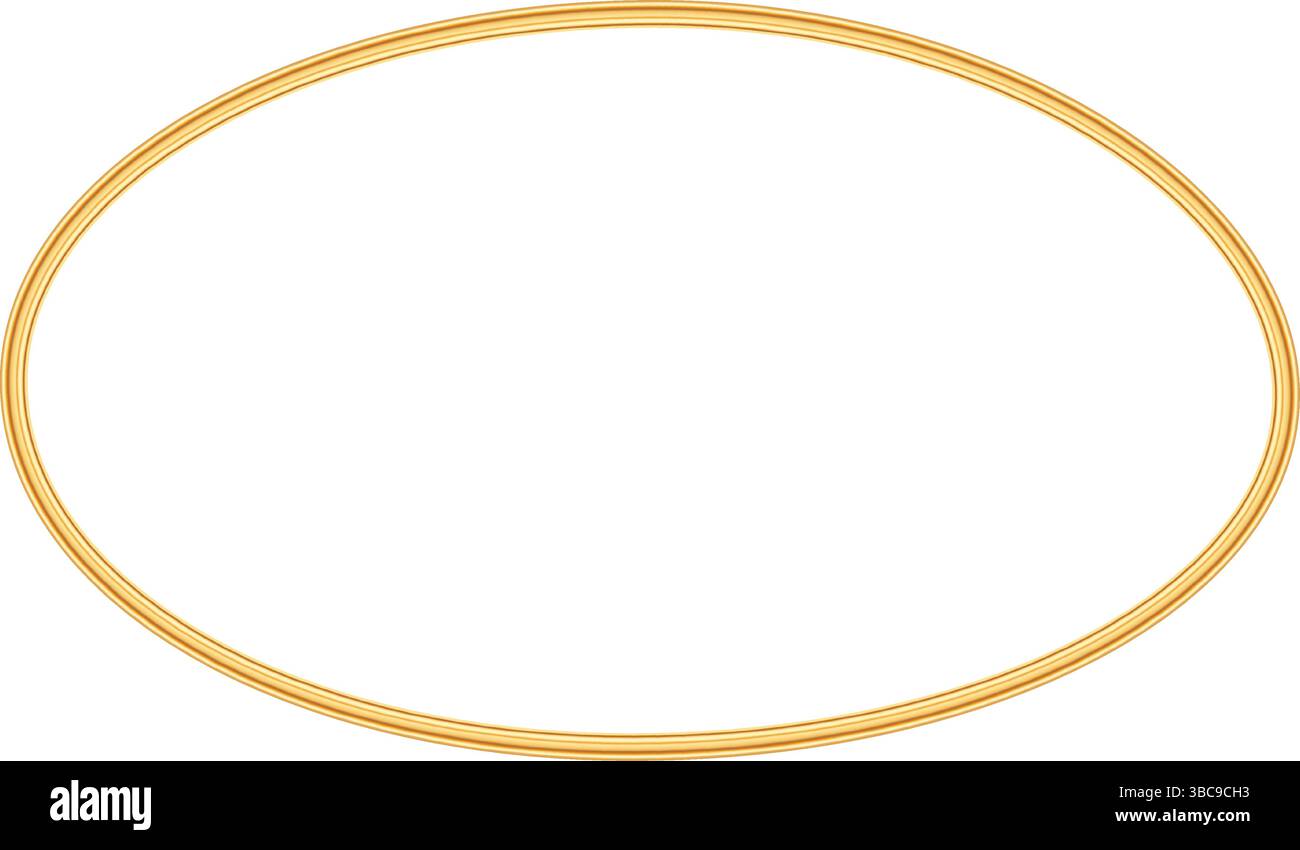 Cornice ovale oro. Bordo del profilo ellisse raffinato per certificato, premio, timbro, vignetta, invito, inaugurazione, biglietto di auguri di natale Illustrazione Vettoriale