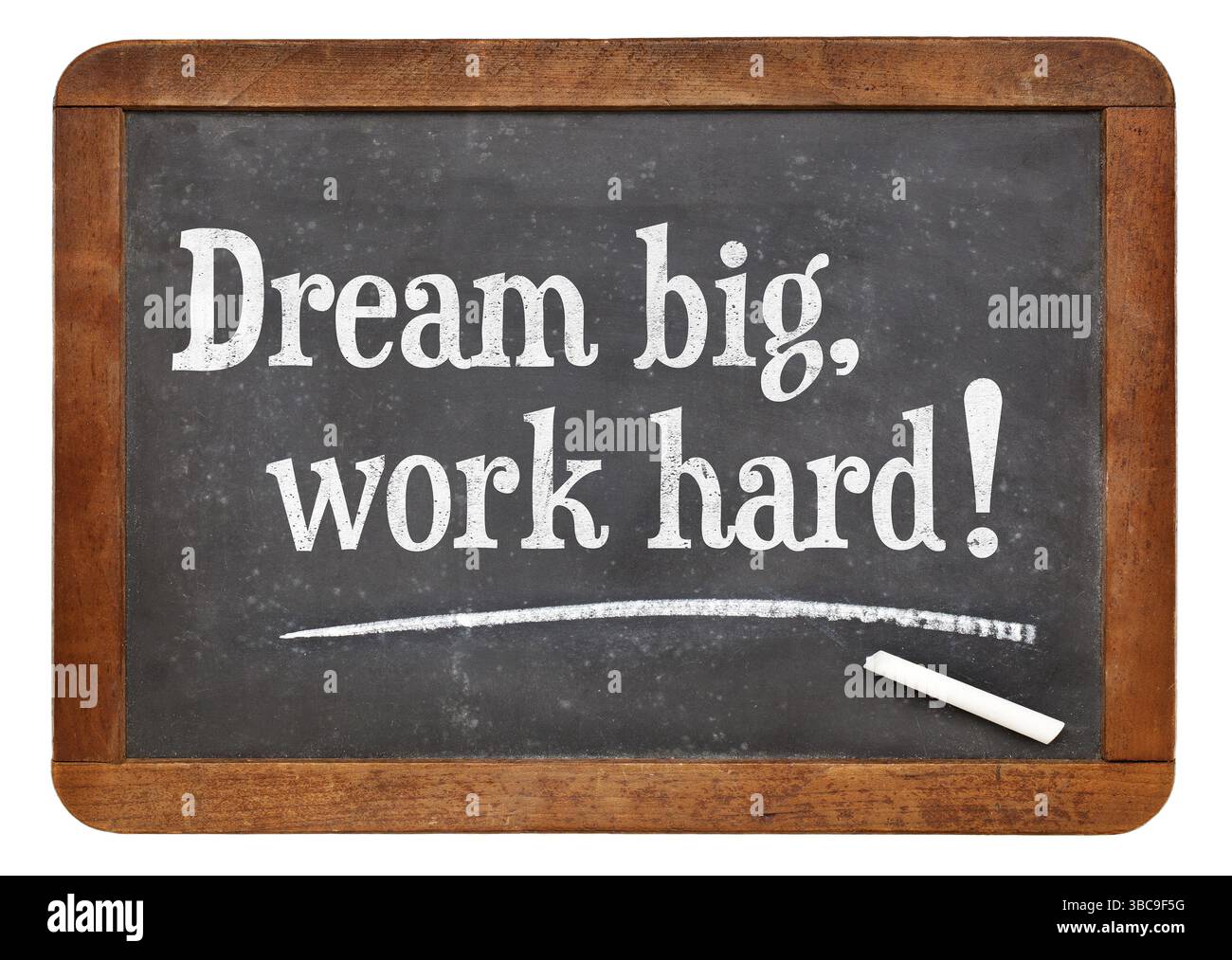 Grande Sogno, duro lavoro! Motivazionali di parole su un vintage lavagna ardesia Foto Stock