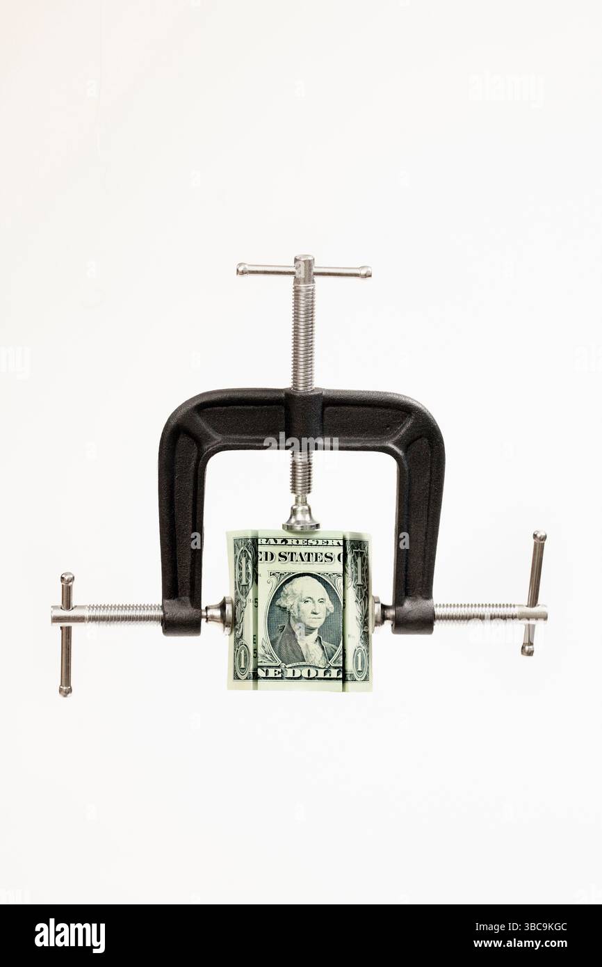 Illustrazioni di Credit Crunch e indebolimento del dollaro Foto Stock