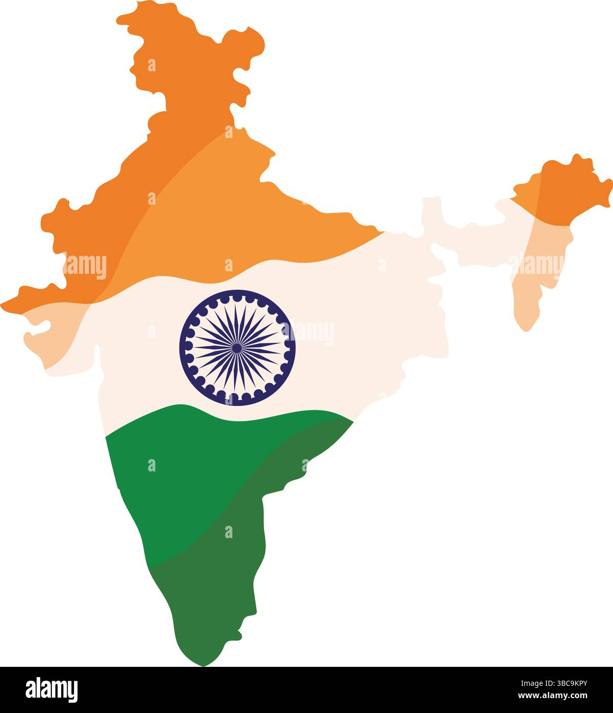 Mappa dell'India con i colori della bandiera nazionale e l'icona di Ashoka Chakra - illustrazione vettoriale Illustrazione Vettoriale Mappa dell'India con i colori della bandiera nazionale e l'icona di Ashoka Chakra - illustrazione vettoriale Illustrazione Vettoriale