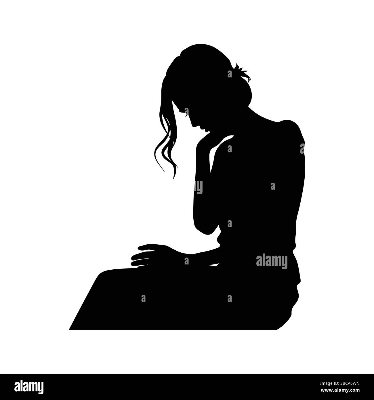 Clipart della silhouette di stress Woman su sfondo bianco Illustrazione Vettoriale