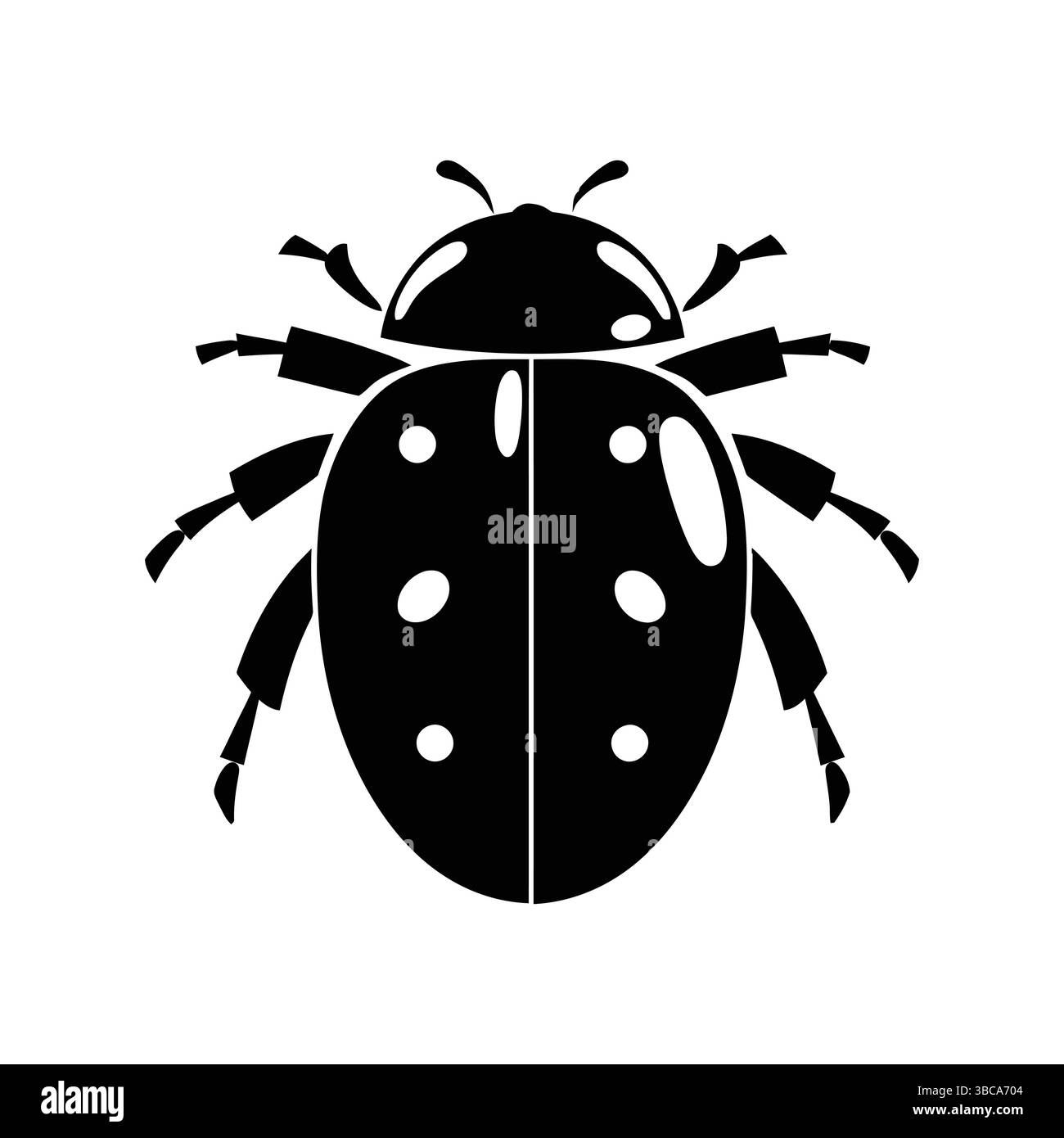 Illustrazione della silhouette vettoriale di Ladybug di colore nero Illustrazione Vettoriale