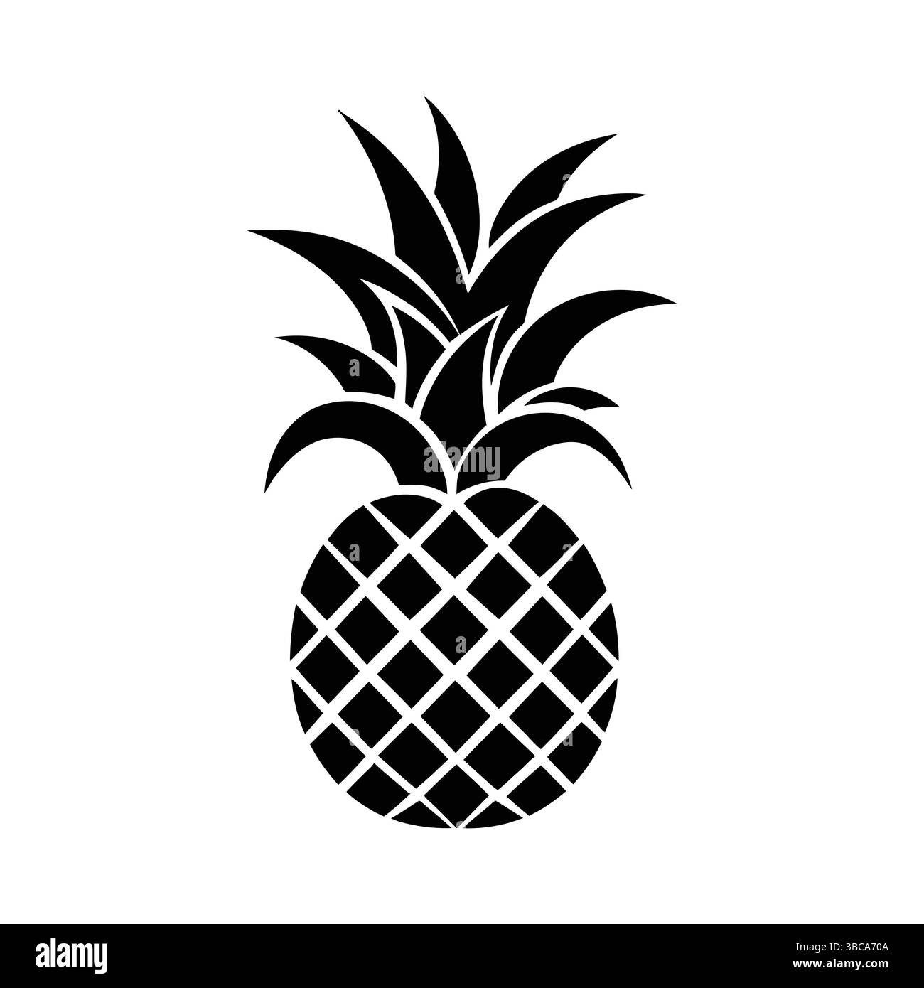 Appunti di silhouette nera con pino ananas su sfondo bianco Illustrazione Vettoriale