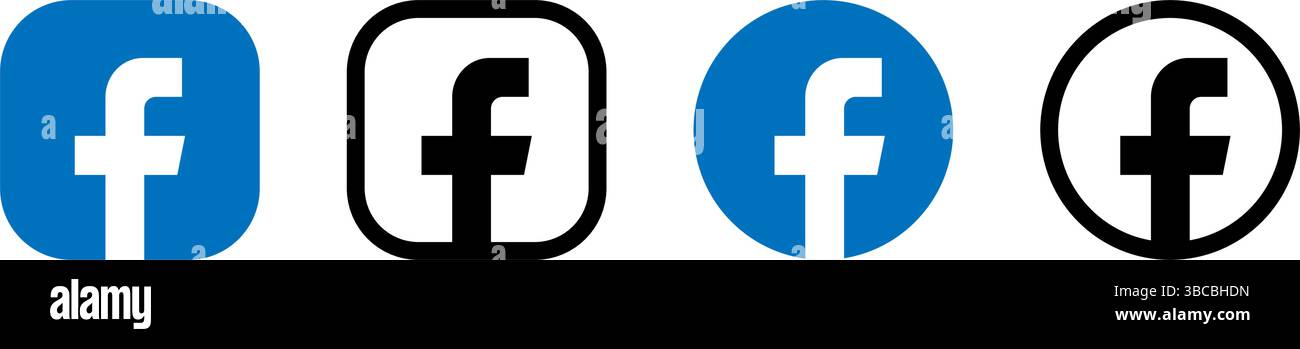 Set di logo icona Facebook Illustrazione Vettoriale