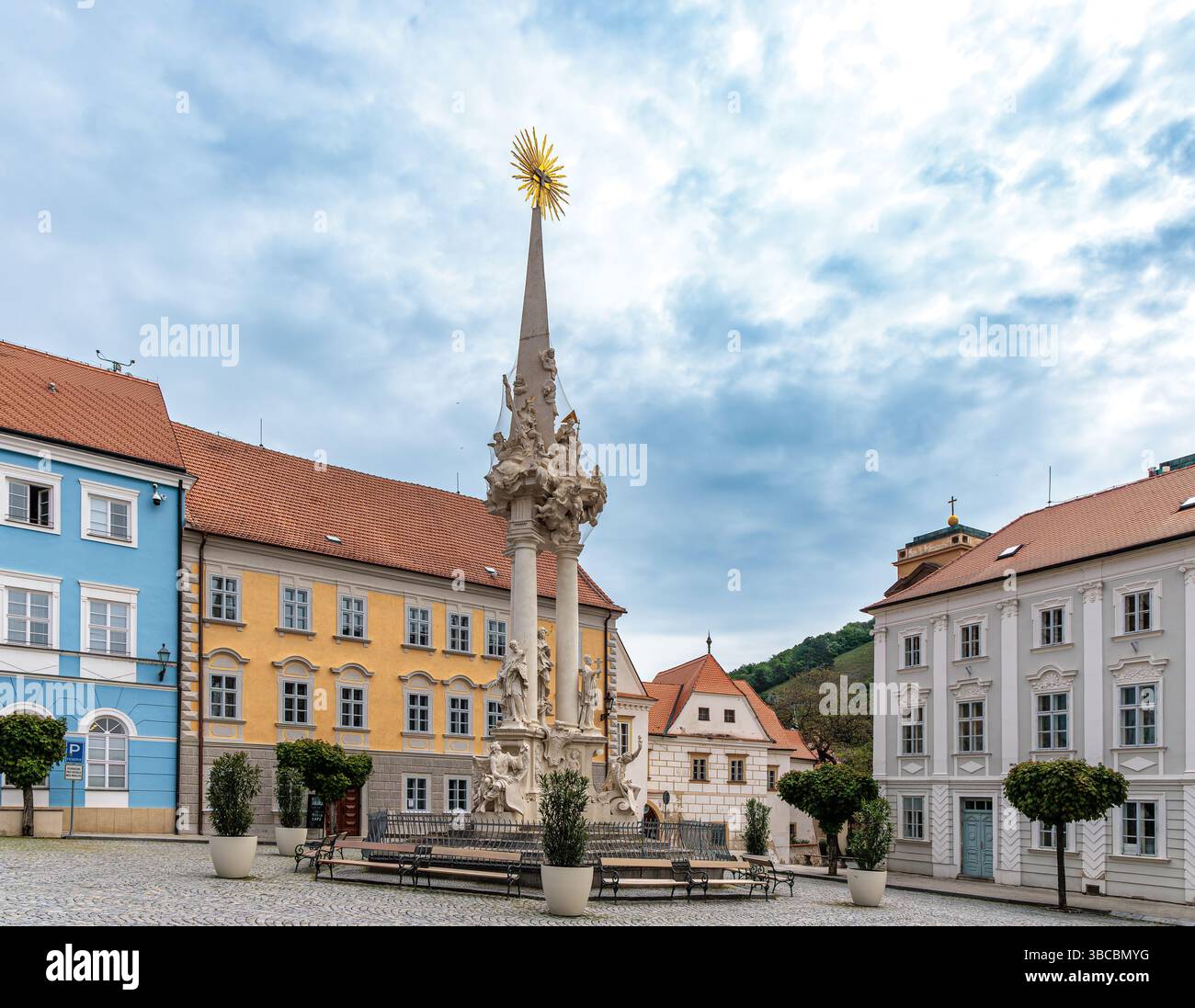L'antico centro cittadino di Mikulov nella Moravia meridionale, Repubblica Ceca, Europa Foto Stock